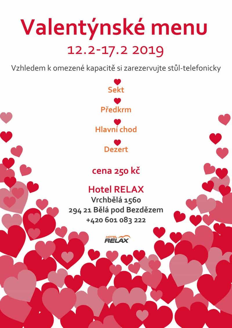 Valentýnské menu Hotel RELAX